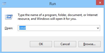 Enter 'cmd' and click "Ok"