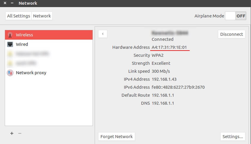 Now you can see your MAC address.